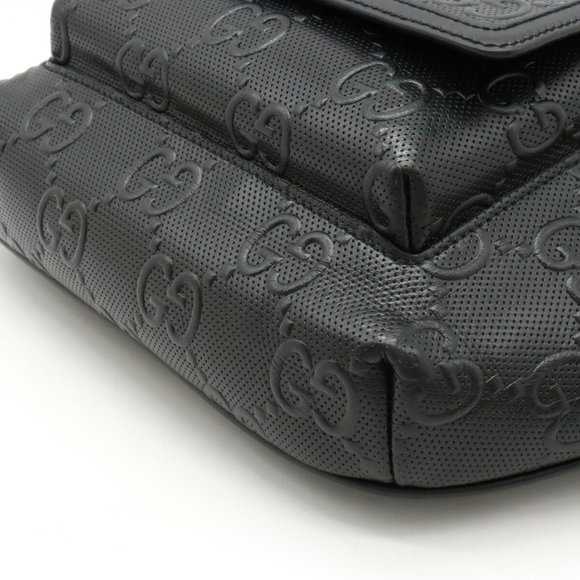 GUCCI GG embossed belt bag, body waist pouch, hip perforated leather, black, ... - Picture 4 of 8